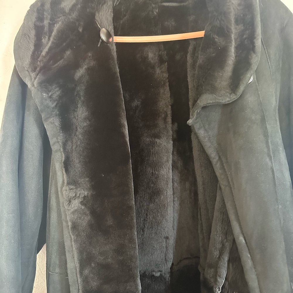 Genuine Suede and Shearling Coat - Picture 7 of 8